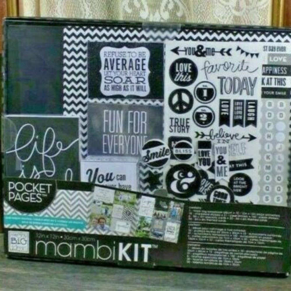 MambiKit Pocket Pages Me and my Big Ideas 12x12 Scrapbook Kit Black and White